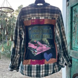 Handmade Vintage Upcycled Kantha & Flannel Shacket- Bruce Springsteen